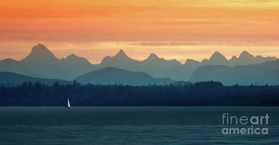 Sunset Photograph - Sailing at Sunset by Melody Watson