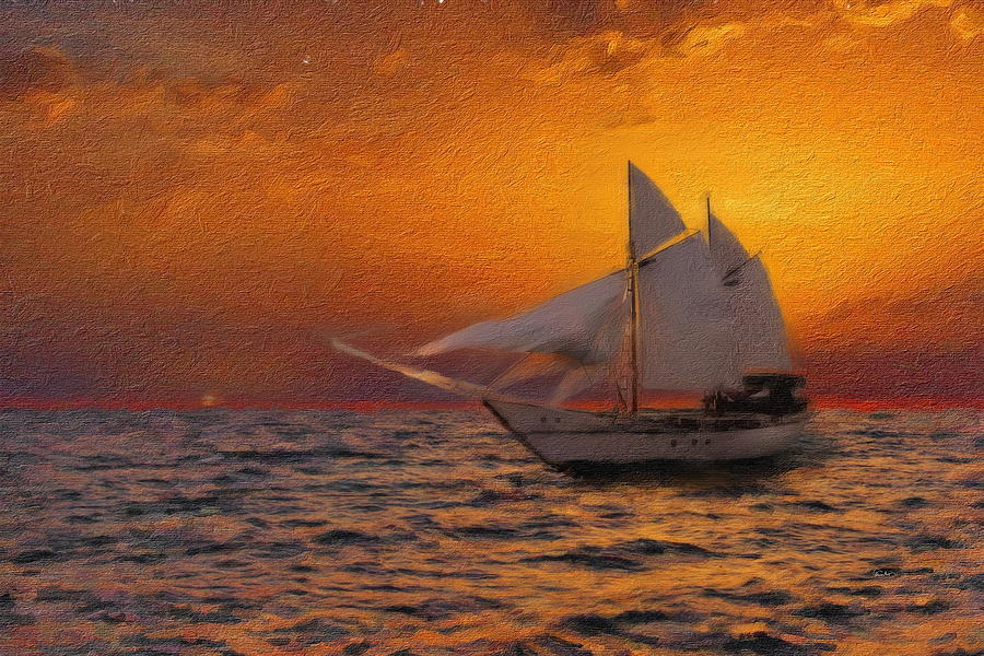 Sailing at Sunset Digital Art by Russ Harris