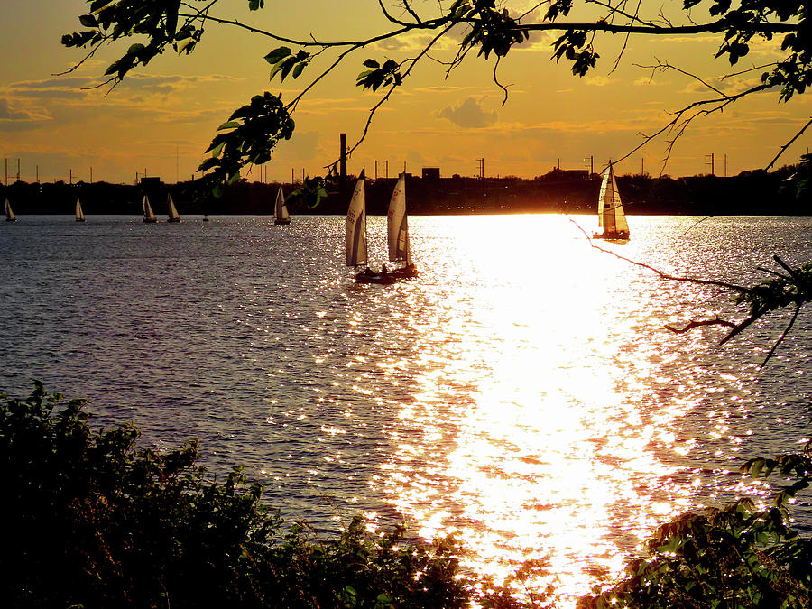 Sailing at Sunset - Two Photograph by Linda Stern