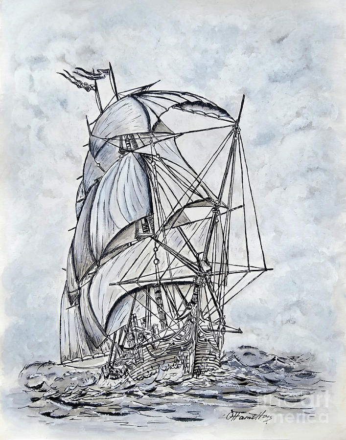 Sailing Away Drawing by Olga Hamilton