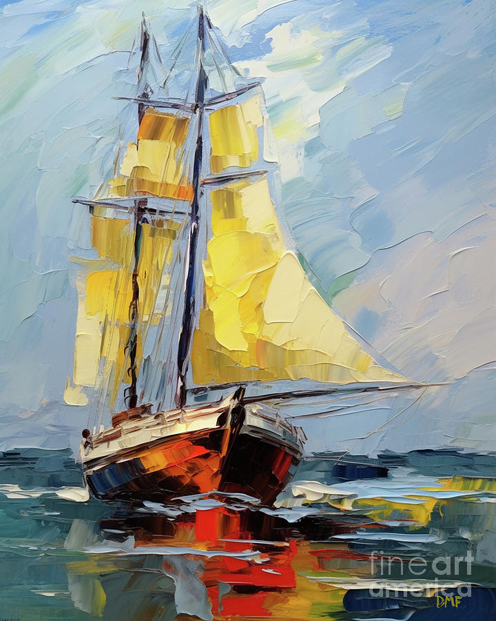 Summer Painting - Sailing Boat from Mediterranean by Dragica Micki Fortuna