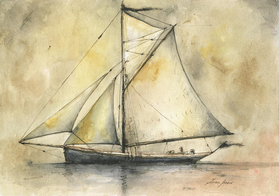 Pilot Cutter Painting - Sailing Boat by Juan Bosco
