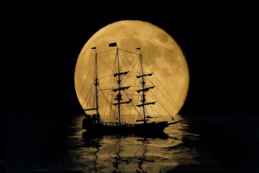 Sailing By The Moon Photograph by Shane Bechler