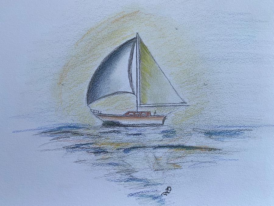 Sailing Drawing by David Schiffer