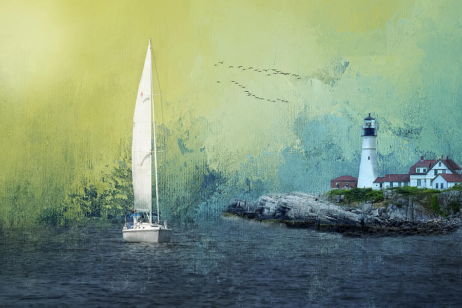 Lake Michigan Mixed Media - Sailing Free by Ed Taylor
