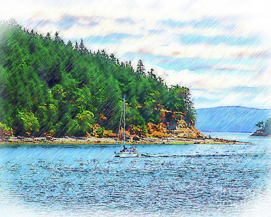 Sailing In The Pacific Northwest Digital Art by Kirt Tisdale