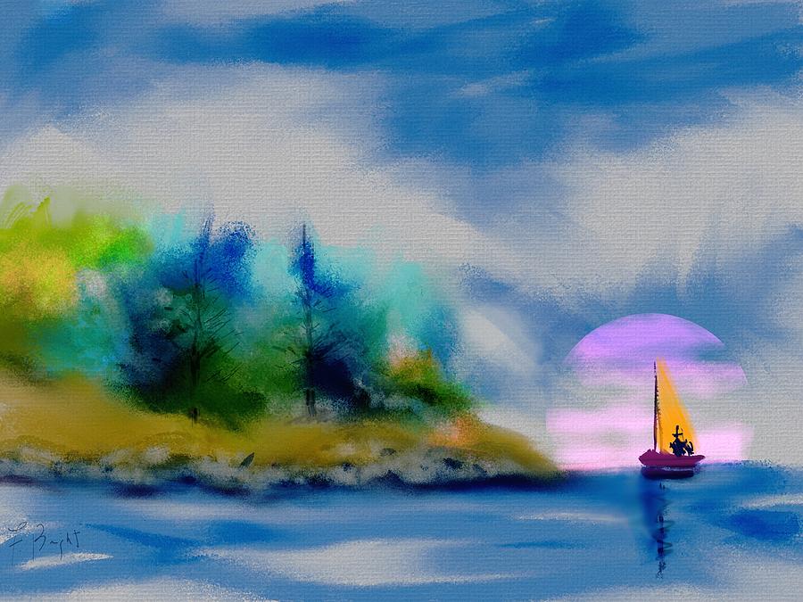 Sailing Into Dusk Painting by Frank Bright