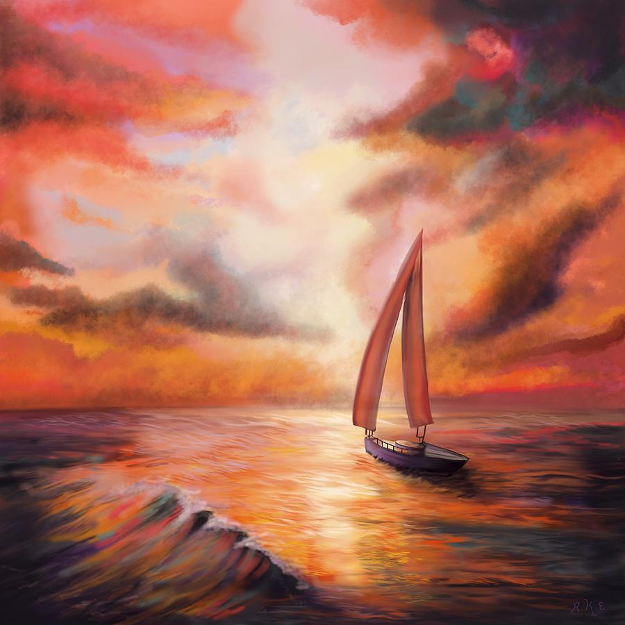 Sailing into Paradise Digital Art by Rachel Emmett