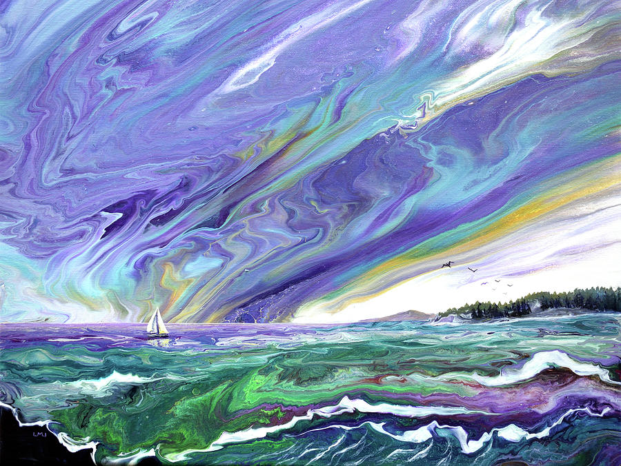 Sailing into the Amethyst Sea Painting by Laura Iverson