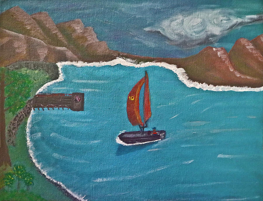 Sailing Into The Cove Painting by Joyce Dickens