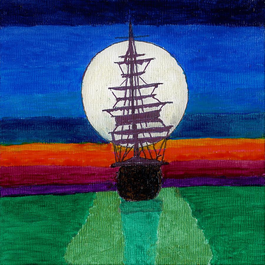 Sailing into the Moon Painting by Phil Strang