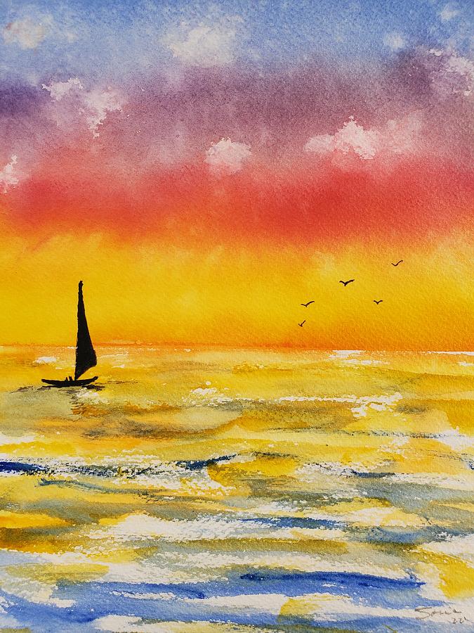 Sailing into the sunset Painting by Sonia Vohnout - Fine Art America