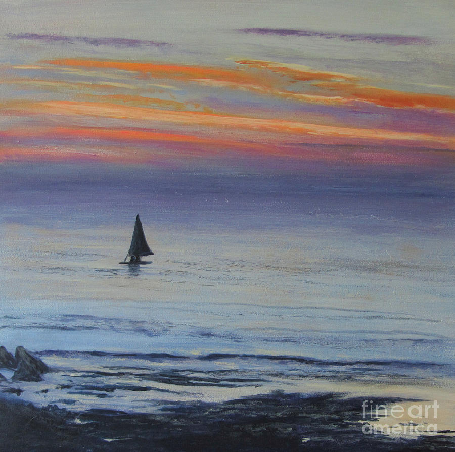 Sunset Painting - Sailing into the Sunset by Valerie Travers