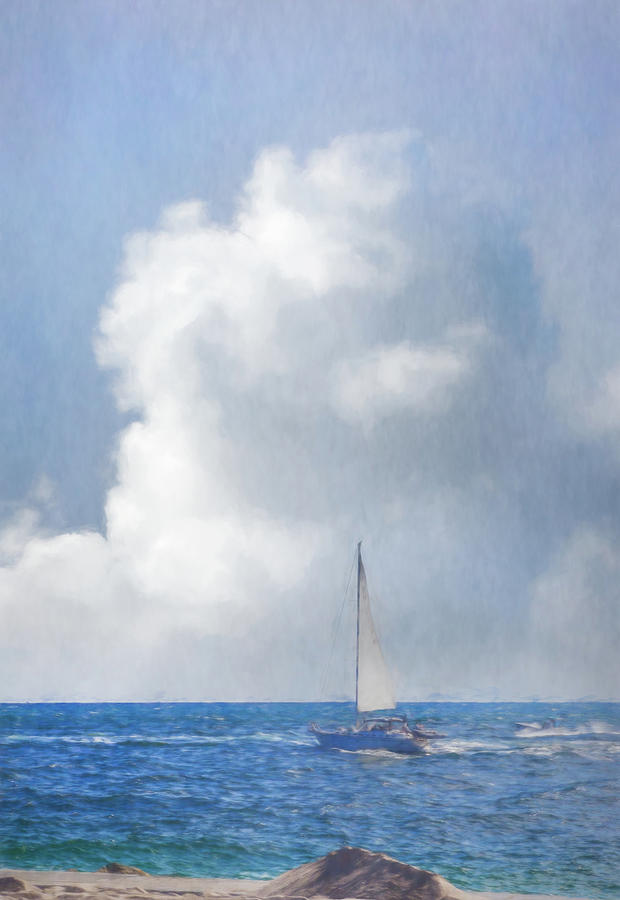 Sailing into the Turquoise Sea Watercolor Painting  Photograph by Debra and Dave Vanderlaan