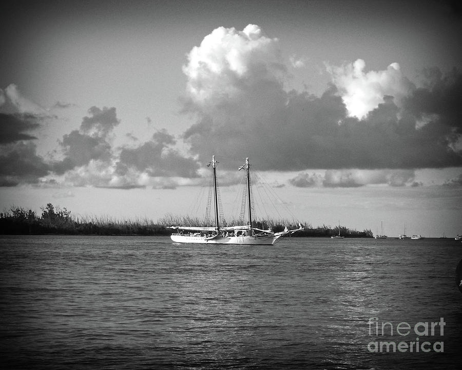 Sailing Key West BW Photograph by Chris Andruskiewicz