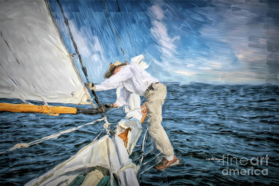 Sailing - Not for Wimps in Oil Mixed Media by DB Hayes
