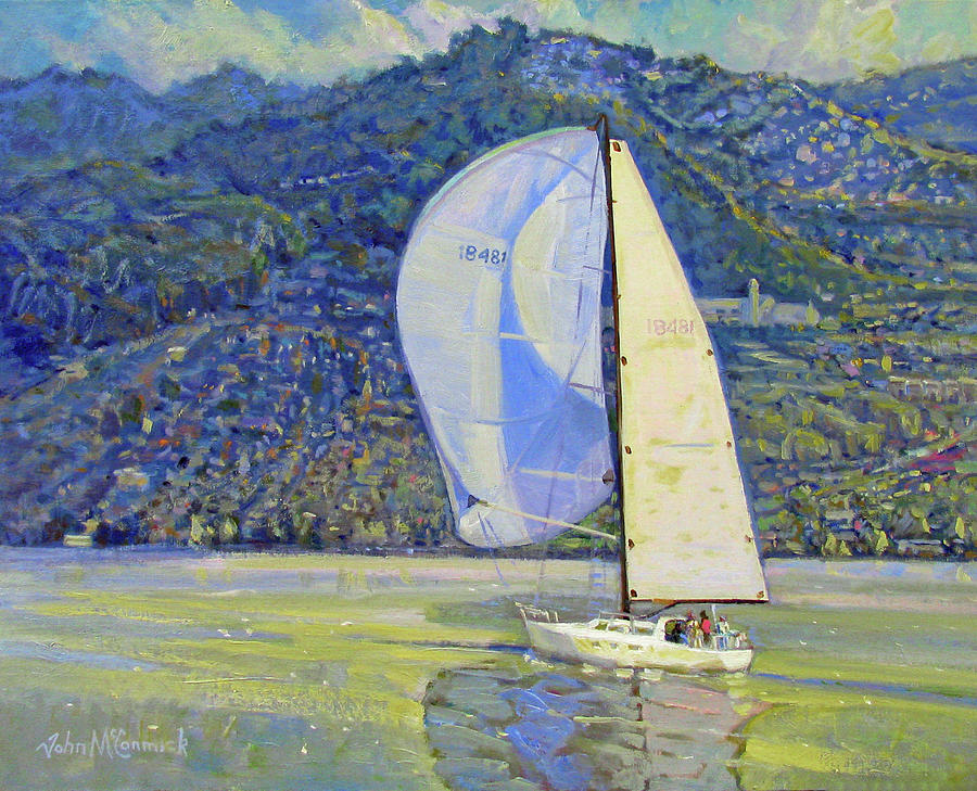 Sailing Oakland Hills Painting by John McCormick