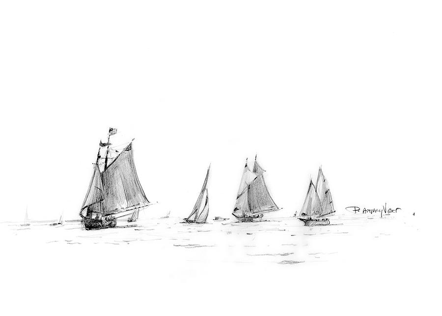 Sailing of the Vineyard  Drawing by P Anthony Visco