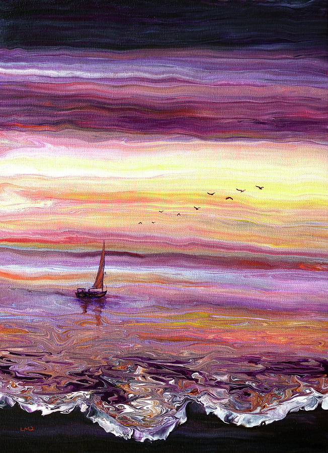 Sailing On into the Sunset Sea Painting by Laura Iverson