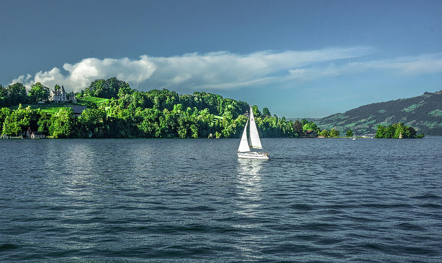 Sailing on Lake Lucerne, Switzerland Photograph by Marcy Wielfaert