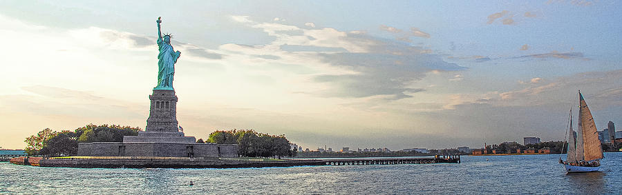 Sailing on Liberty Panorama Photograph by Brian Morefield - Prose ...