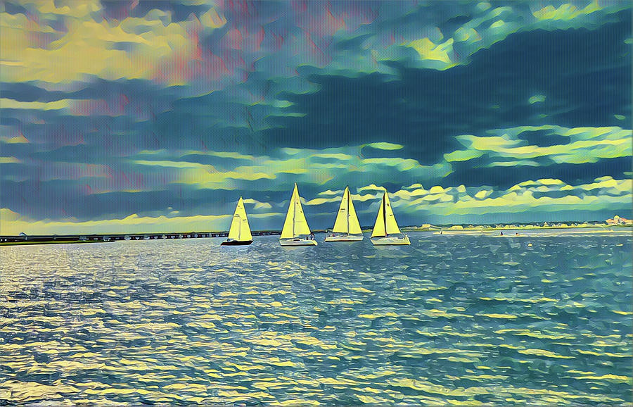 Sailing On The Bay In Ocean City, Nj Digital Art