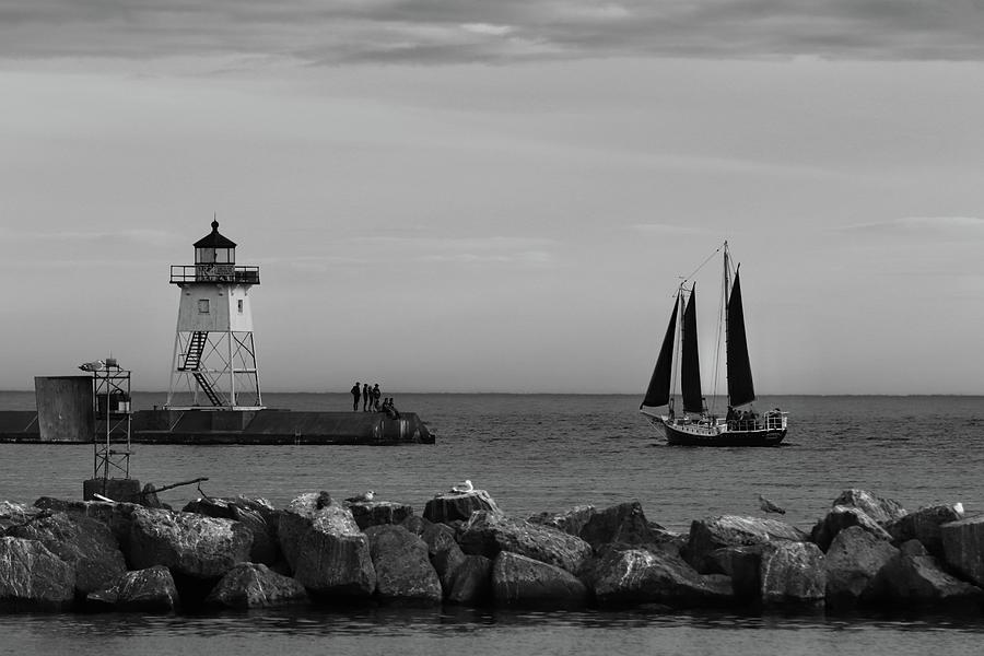 Black And White Photograph - Sailing Out by John Keeley