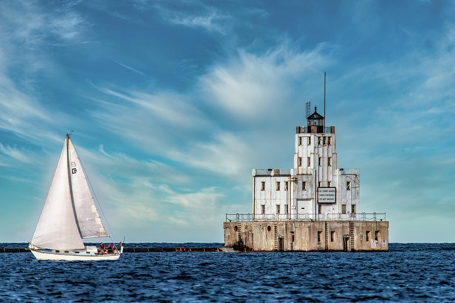 Sailing Past The Lighthouse Photograph by Randy Scherkenbach