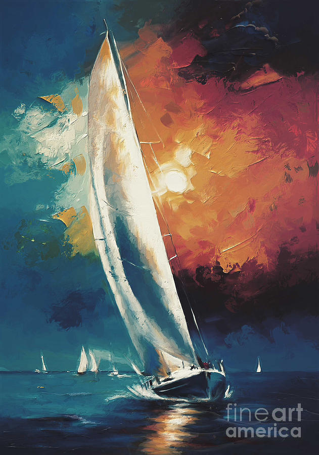 Sailing racing. Digital Art by Andrzej Szczerski