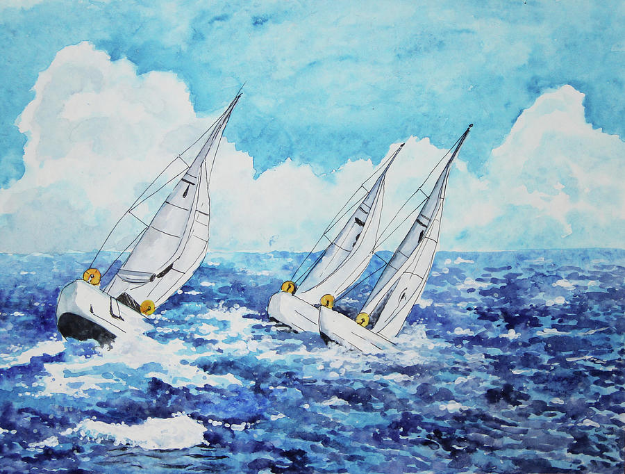 Sailing regatta Painting by Elena Gabbasova - Fine Art America