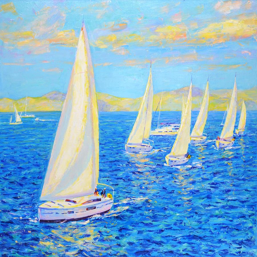 Sailing regatta. Painting by Iryna Kastsova