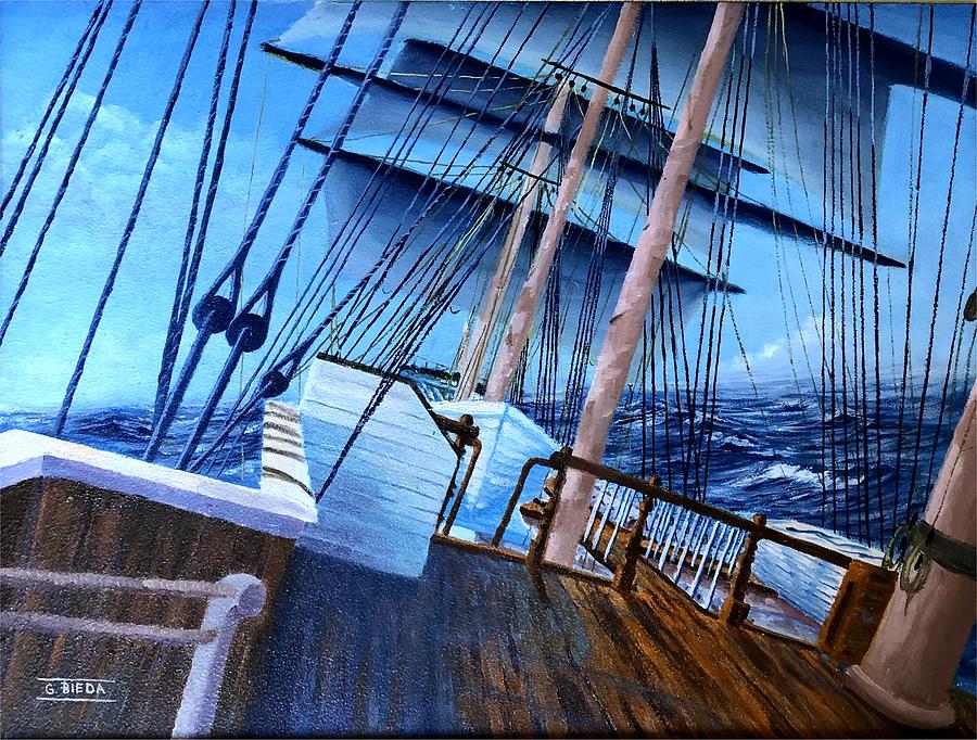 Sailing Ship Hawaiian Isles-Deck Scene Digital Art by George Bieda