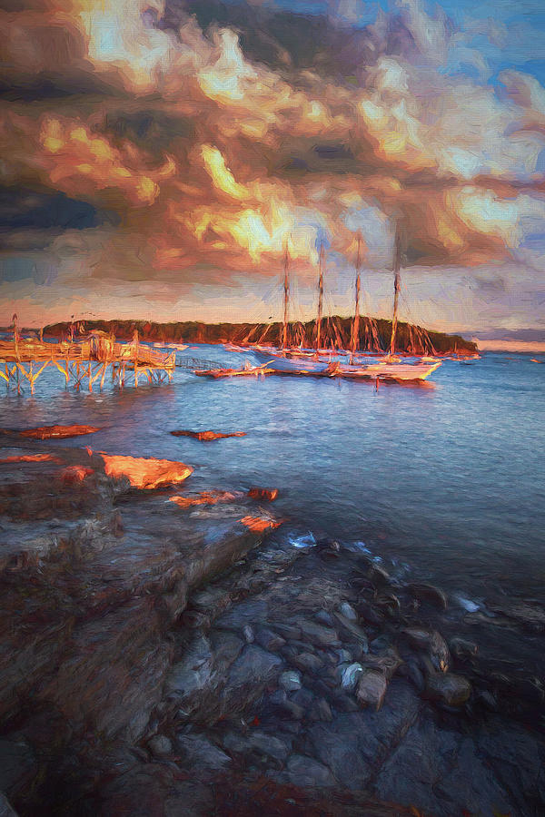 Sailing Ship in Maine II Digital Art by Jon Glaser