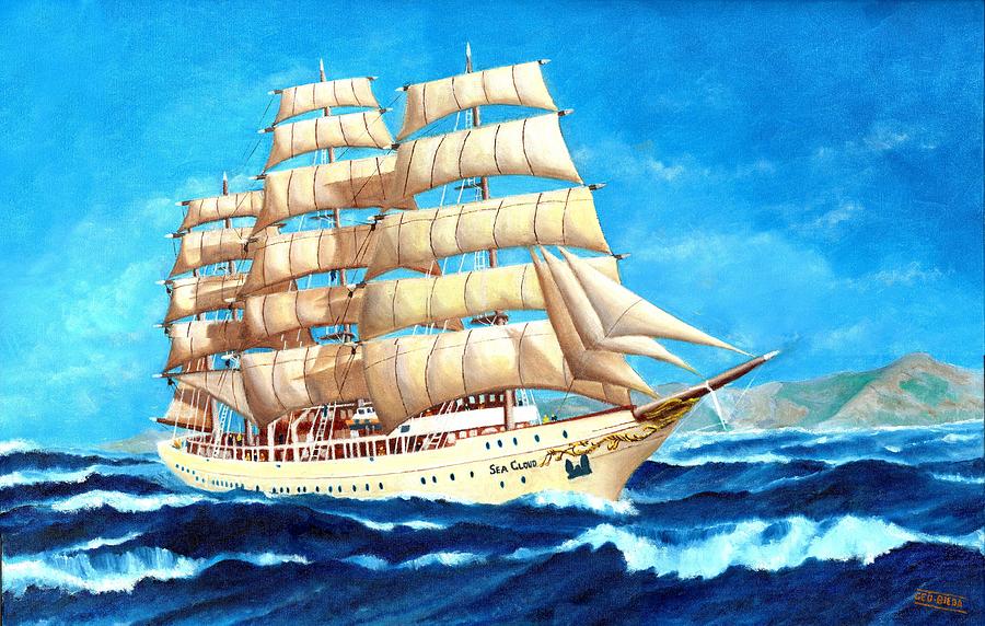 Sailing Ship Sea Cloud Painting by George Bieda