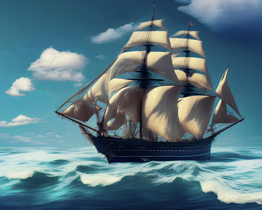 Sailing Ships series 039 Digital Art by VR Vision Studios - Fine Art ... Digital Product Studio Indonesia