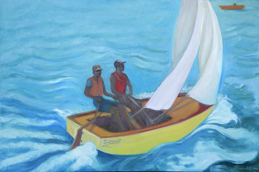 Sailing Sunny Painting by Laura Lee Cundiff