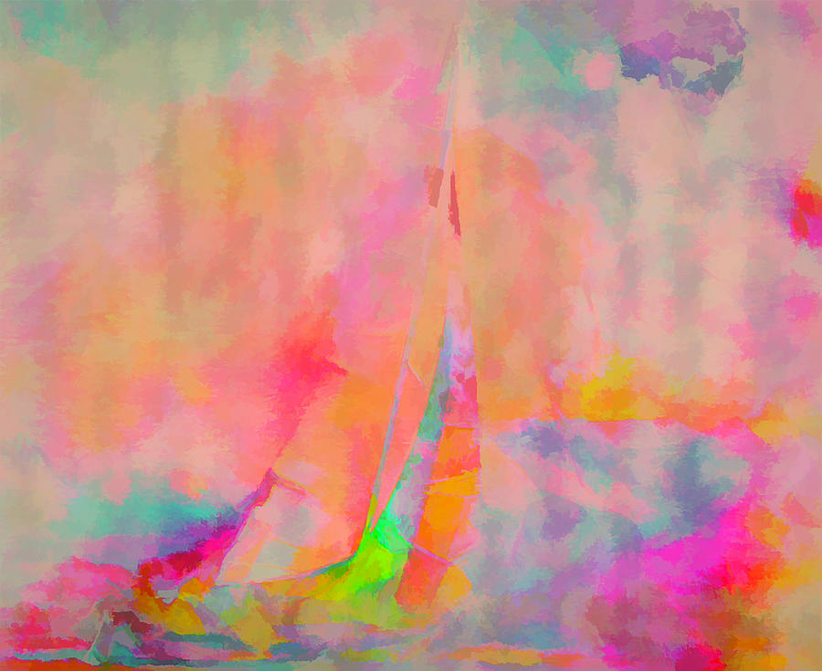 Abstract Mixed Media - Sailing Sunset by Linaji Creating