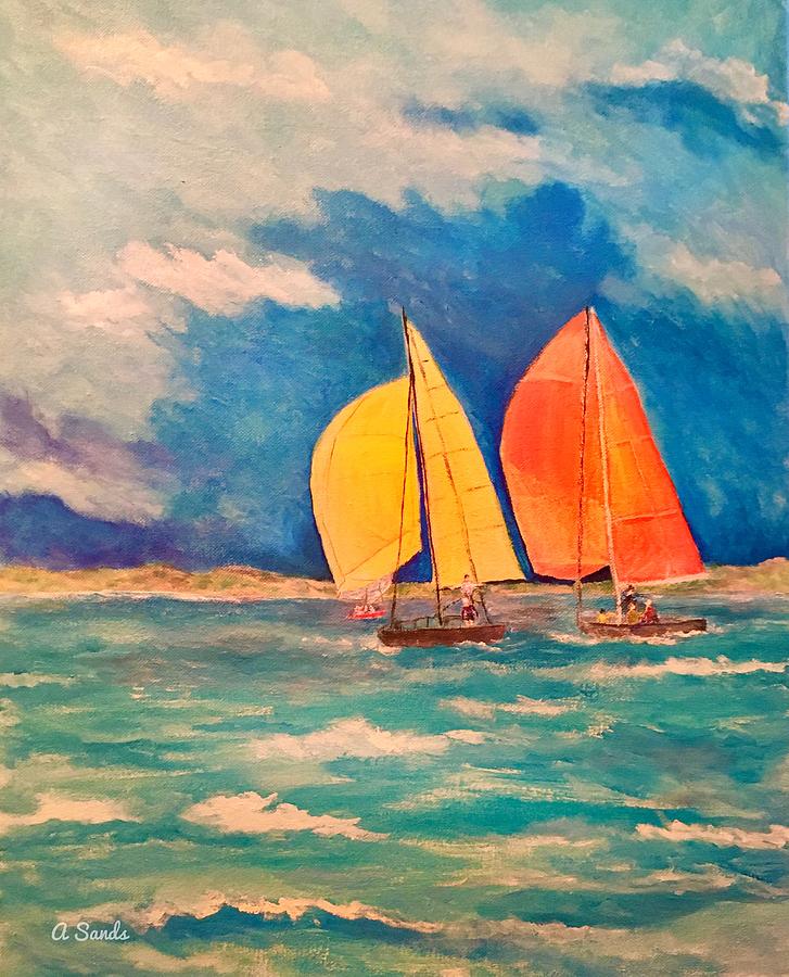 Sailing The Blue Sea Painting by Anne Sands