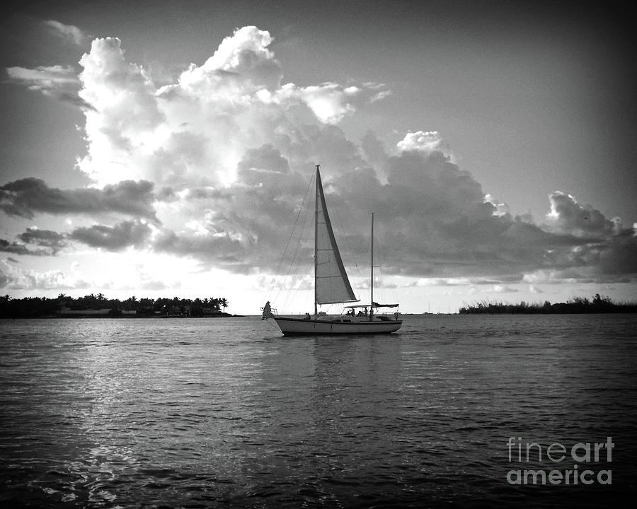 Sailing the Horizon BW Photograph by Chris Andruskiewicz
