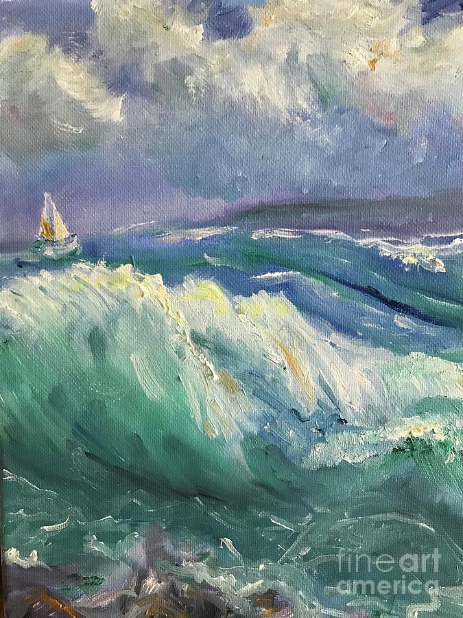 Sailing the wave Painting by Nancy Anton