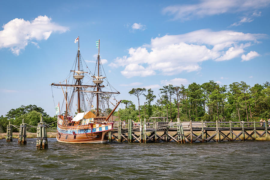 Pier Photograph - Sailing Through Time At Roanoke Island Festival Park by Gregory Ballos