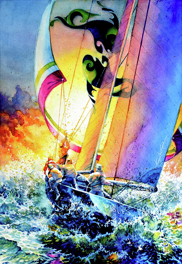 Sailing With The Fishes The Best Sunset Wishes Painting by Hanne Lore Koehler