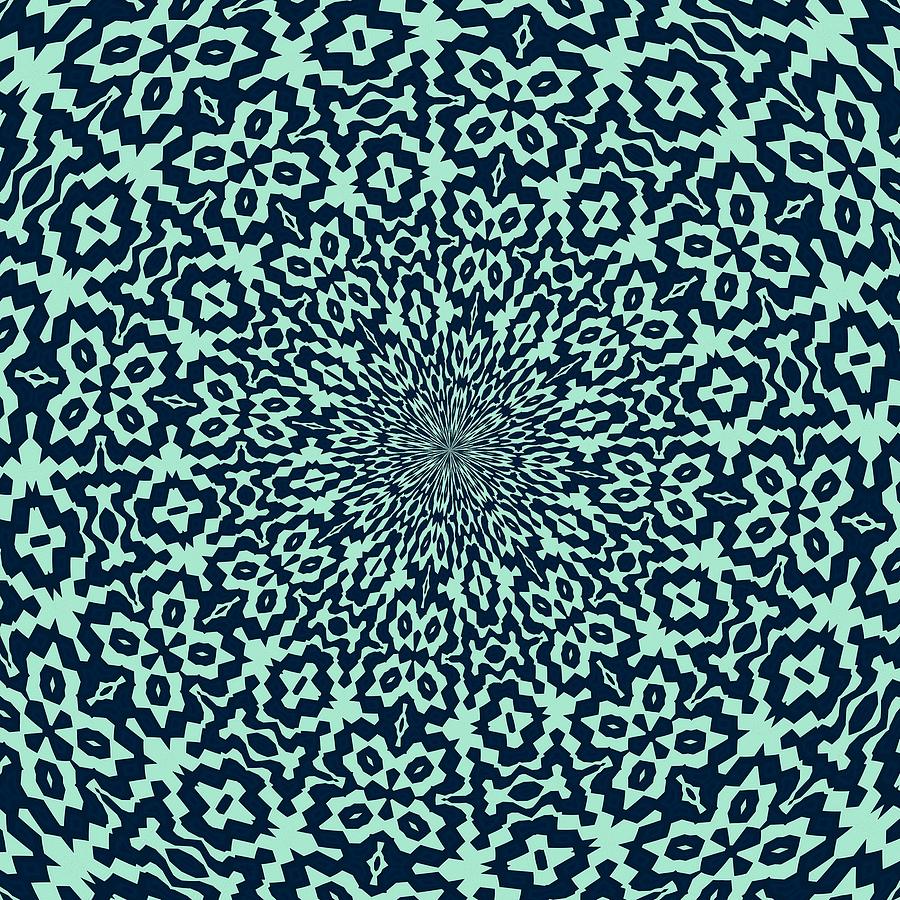Sailor Blue and Mint Bold Kaleidoscope Pattern Digital Art by Taiche Acrylic Art