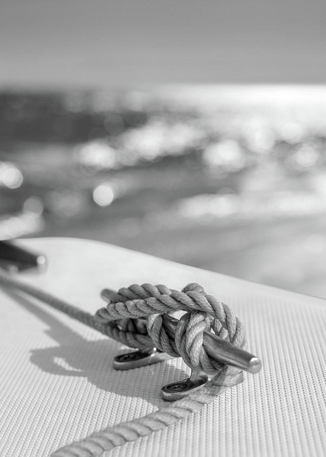 Sailors Knot Black and White  Photograph by Laura Fasulo