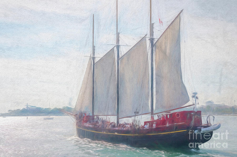 Impressionism Painting - Schooner Sailing On Lake Ontario by H F