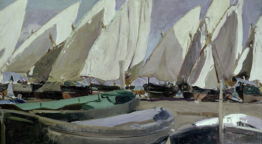 Sails To The Setting Sun 1904-5. Painting by Joaquin Sorolla -1863-1923-