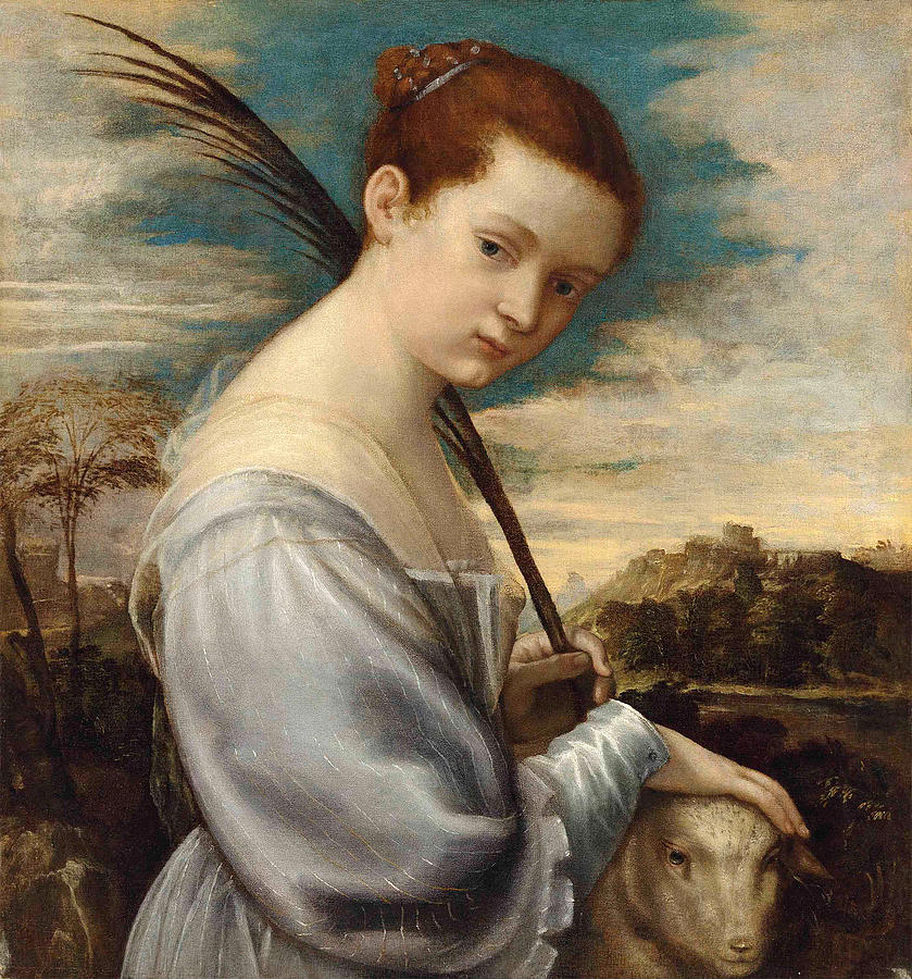 Saint Agnes  Painting by Circle of Titian
