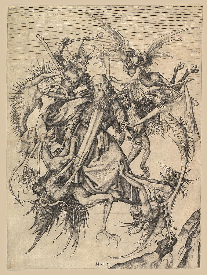 Saint Anthony Tormented by Demons Drawing by Martin Schongauer - Fine ...