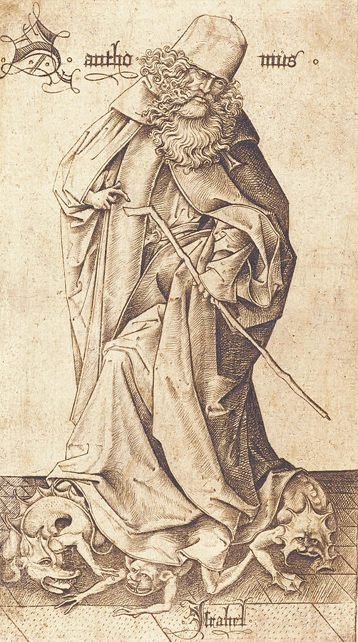 Saint Anthony, XV century Mixed Media by AM FineArtPrints