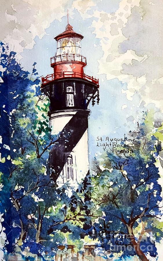 Saint Augustine Lighthouse Painting by Merana Cadorette